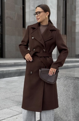 Пальто DAVA 7006 шоколад  Пальто DAVA 7006 шоколад