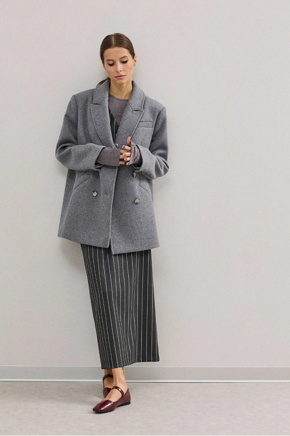 Пальто DAVA 7005 серый 