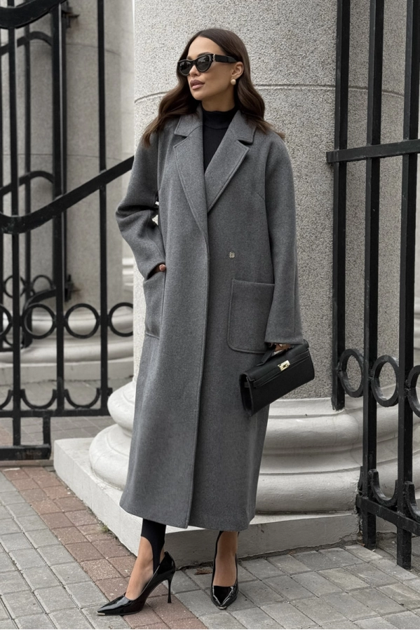 Пальто DAVA 7002 серый  Пальто DAVA 7002 серый