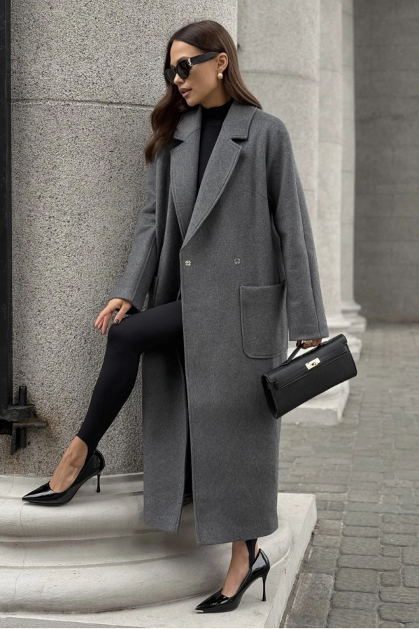 Пальто DAVA 7002 серый  Пальто DAVA 7002 серый