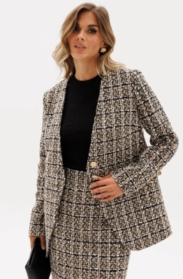 Жакет EOLA 2954 бежево-черная клетка 