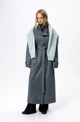 Плащ PiRS 6214 серо-бирюзовый 