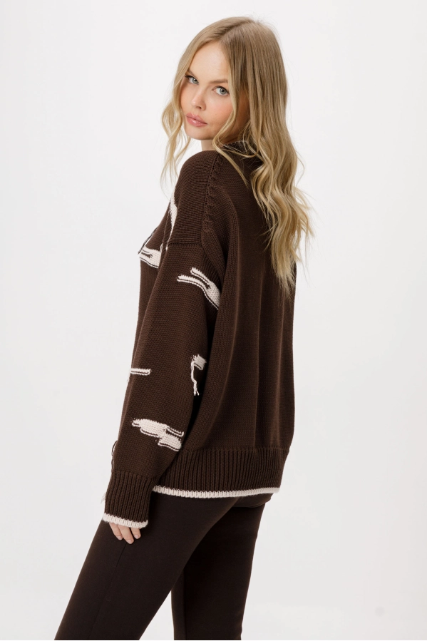 Джемпер PiRS 6375 коричневый с бежевым