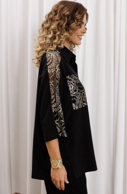 Блуза GIZART 15401 черный+золото 