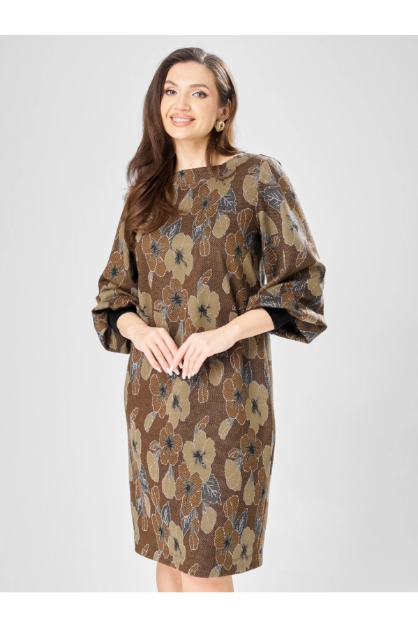 Платье GIZART 7385/1 коричневый цветы