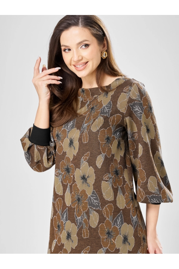 Платье GIZART 7385/1 коричневый цветы
