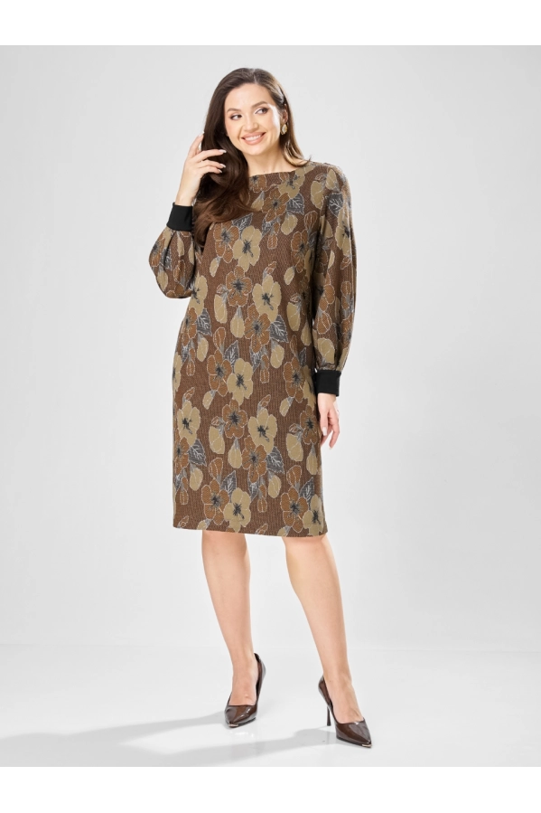 Платье GIZART 7385/1 коричневый цветы