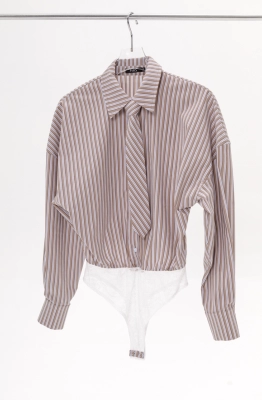 Рубашка PiRS 6226 коричневая полоска 