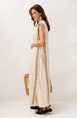 Платье Buter 3303 сливочный+натуральный 