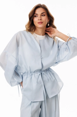Блуза EOLA 3085 голубой в мелкую полоску 