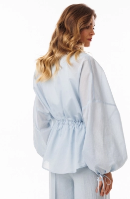 Блуза EOLA 3085 голубой в мелкую полоску 