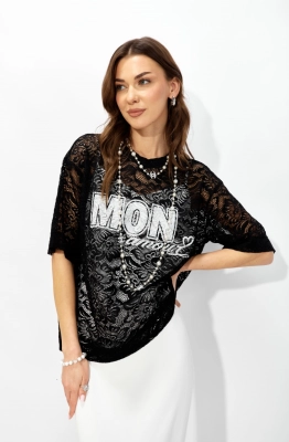 Блуза Lyushe 4351 черный+белый 