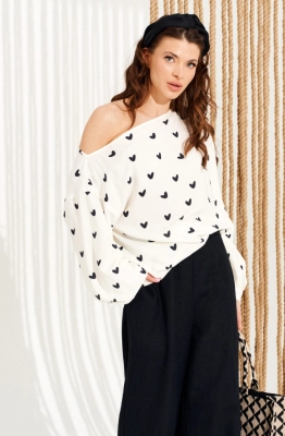 Блуза ELLETTO LIFE 13987 молочно-черный 