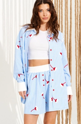 Блуза ELLETTO LIFE 13016 бело-голубой 