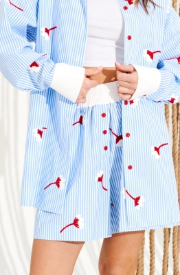 Блуза ELLETTO LIFE 13016 бело-голубой 