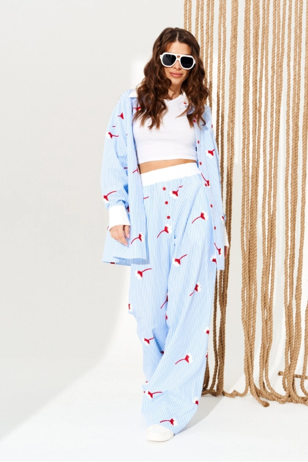 Брюки ELLETTO LIFE 12391 бело-голубой