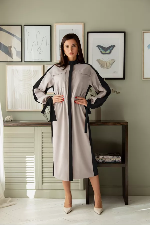 Платье LadisLine 1390 серый+черный